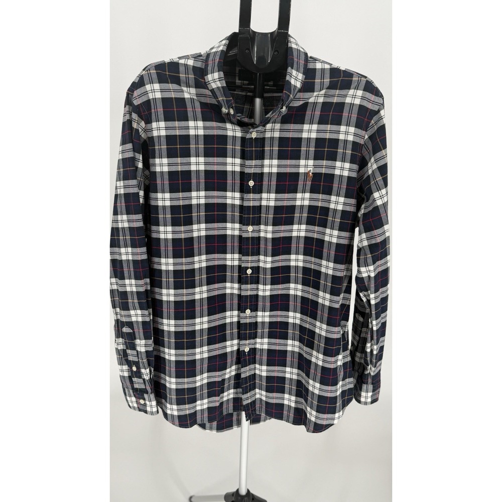 Polo Ralph Lauren Mens XL Blue Plaid Classic Fit Button Up Long Sleeve Shirt